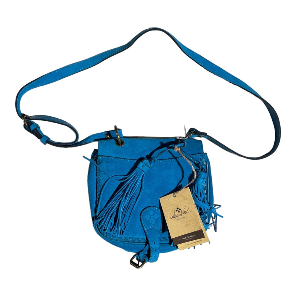 Patricia Nash Karisa Suede Leather Crossbody Bag Neon Blue